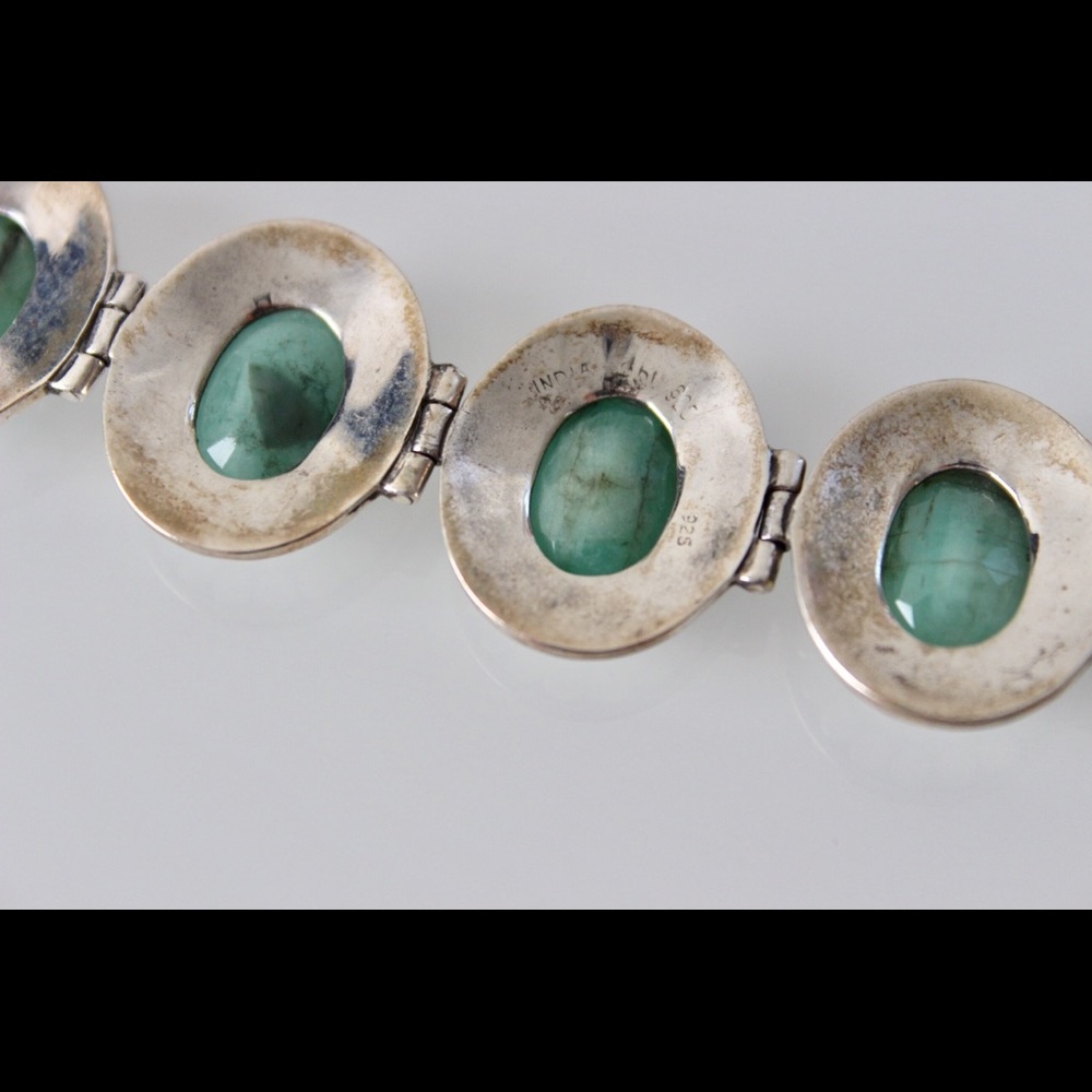 Sterling Silver Emerald Toggle Lock Bracelet - image 7
